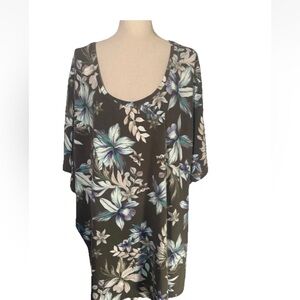 5x plus size women’s feather floral Catherines T Shirt  Top casual cotton blend